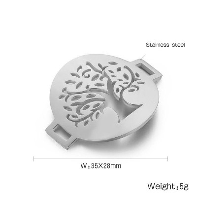 Large curved connector tree of life surgical steel