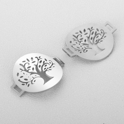 Large curved connector tree of life surgical steel