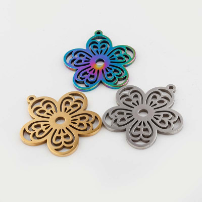 Pendant large flower in three color combinations made of surgical steel