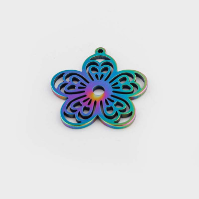 Pendant large flower in three color combinations made of surgical steel