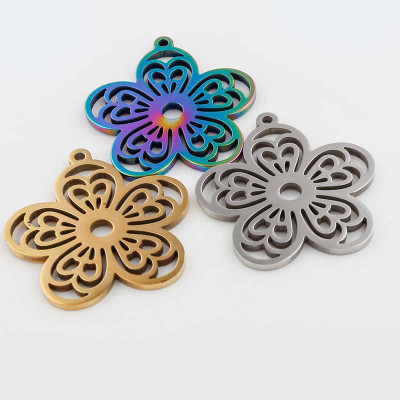 Pendant large flower in three color combinations made of surgical steel