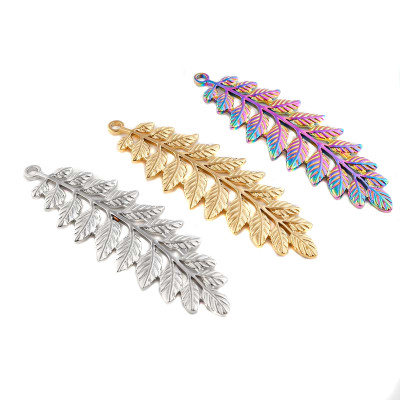 Fern leaf pendant in three color combinations made of surgical steel