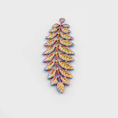 Fern leaf pendant in three color combinations made of surgical steel