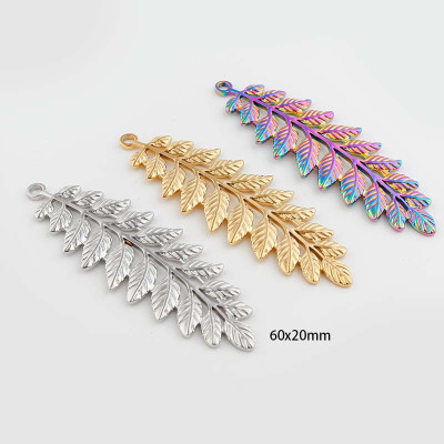 Fern leaf pendant in three color combinations made of surgical steel