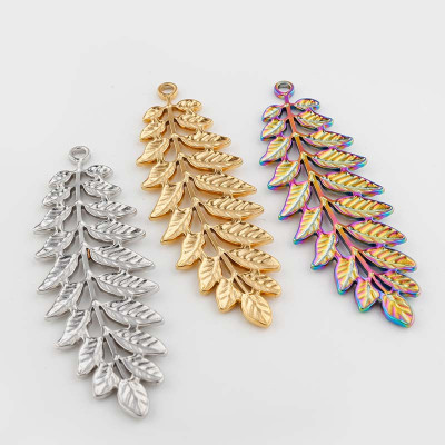 Fern leaf pendant in three color combinations made of surgical steel
