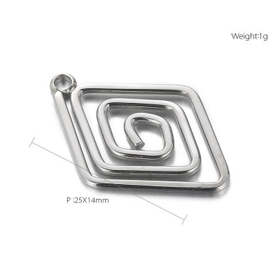 Pendant spiral rhombus surgical steel
