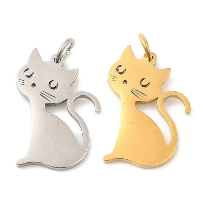 Micka cat pendant, surgical steel, two color variants