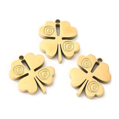 Four-leaf clover pendant for luck gold electroplating surgical steel