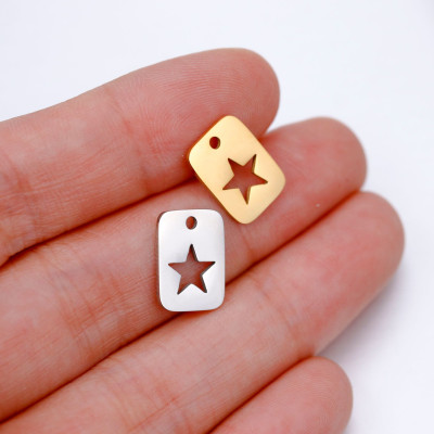 Pendant plate with a star, surgical steel, two variants
