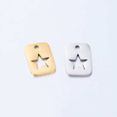Pendant plate with a star, surgical steel, two variants