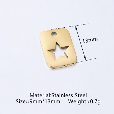 Pendant plate with a star, surgical steel, two variants