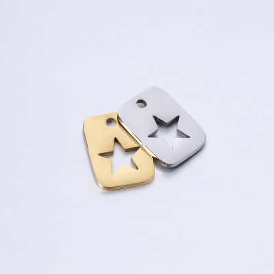 Pendant plate with a star, surgical steel, two variants