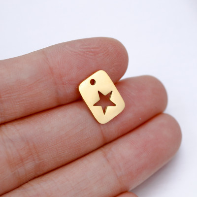 Pendant plate with a star, surgical steel, two variants