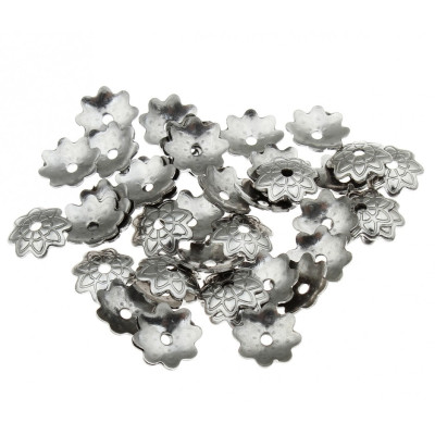 Bead cap flower, 100pcs, surgical steel