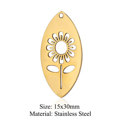Sunflower pendant, two color options, surgical steel