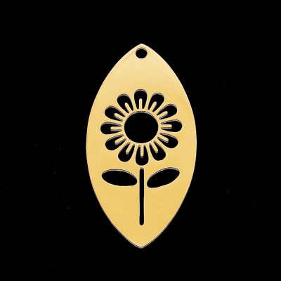 Sunflower pendant, two color options, surgical steel