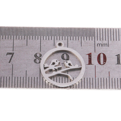 Pendant wheel with birds surgical steel