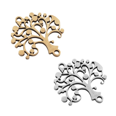Connector tree of life vertical eyelet surgical steel two color variants