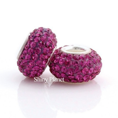 Large bow bead and chatons Fuksia AG 925