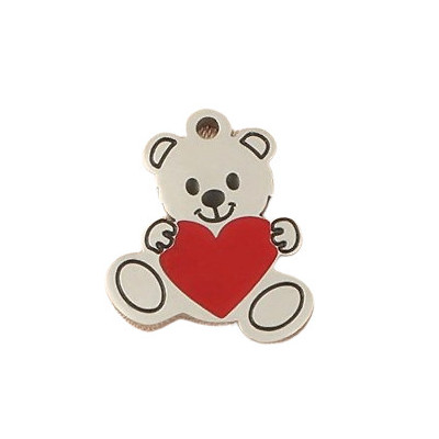 Teddy bear pendant with a heart, surgical steel