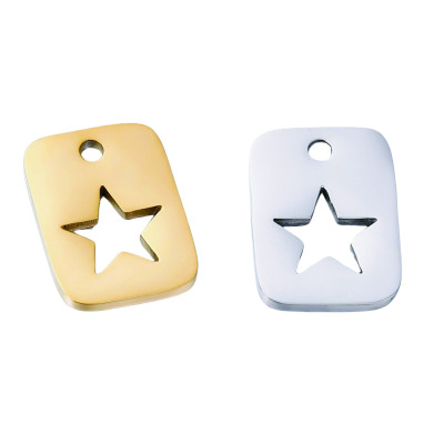 Pendant plate with a star, surgical steel, two variants