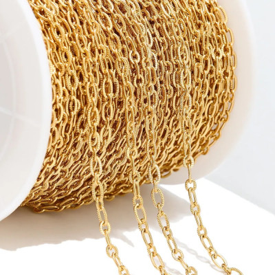 Chain fabric with embossed eyes, two color variants