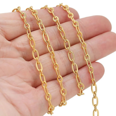 Chain fabric with embossed eyes, two color variants