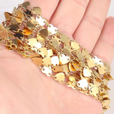 Chain with hearts, two color options, surgical steel