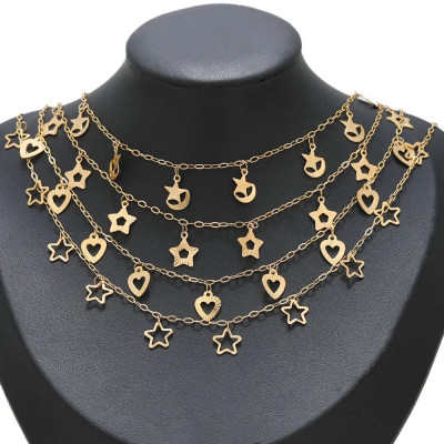 Chain with pendants 5 variants surgical steel gold galvanization