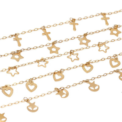 Chain with pendants 5 variants surgical steel gold galvanization