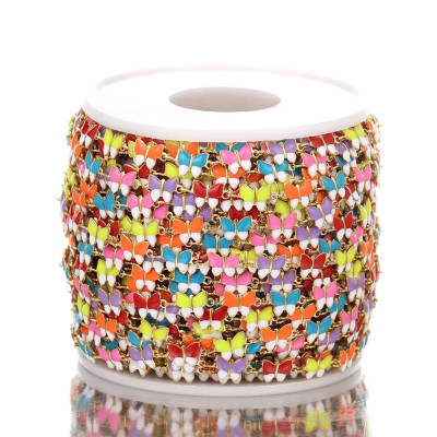 Chain in gold galvanization with colorful surgical steel bow ties