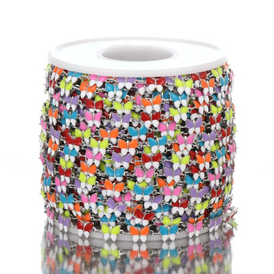 Chain in gold galvanization with colorful surgical steel bow ties