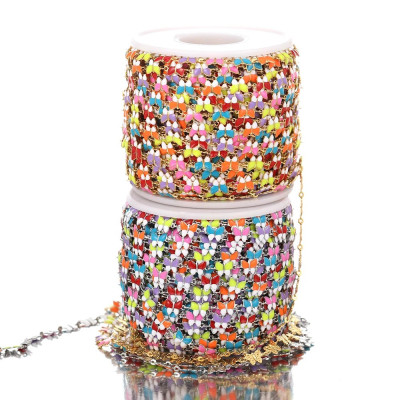 Chain in gold galvanization with colorful surgical steel bow ties