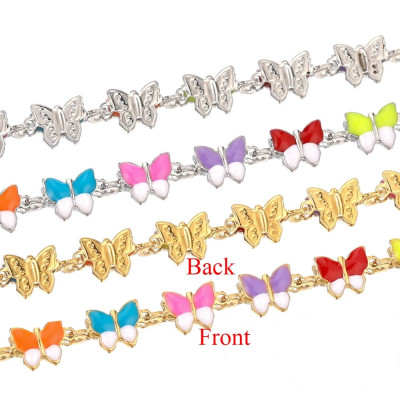 Chain in gold galvanization with colorful surgical steel bow ties