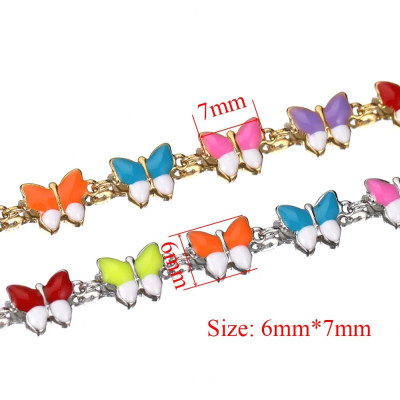 Chain in gold galvanization with colorful surgical steel bow ties