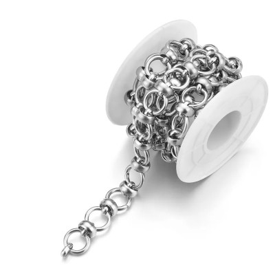 Solid combined chain link with surgical steel round links