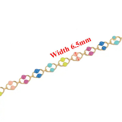 Řetízek s barevným emailem zlatá galvanizace