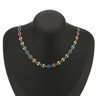 Řetízek s barevným emailem zlatá galvanizace