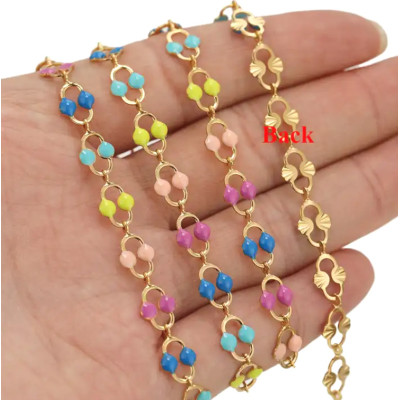 Chain with colored enamel gold galvanization