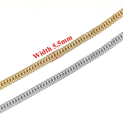 Diamond-Cut Double Curb Chain Fabric 5,5mm stainless steel