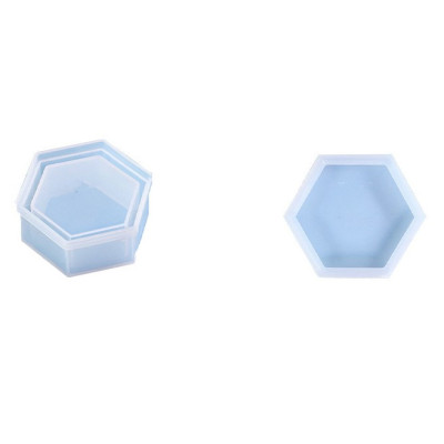 Silicone mold for a box with a hexagon-shaped lid