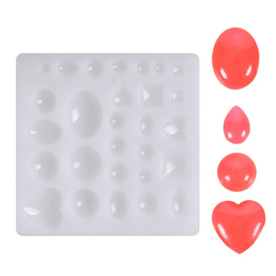 Silicone mold for casting crystal resin cabochons