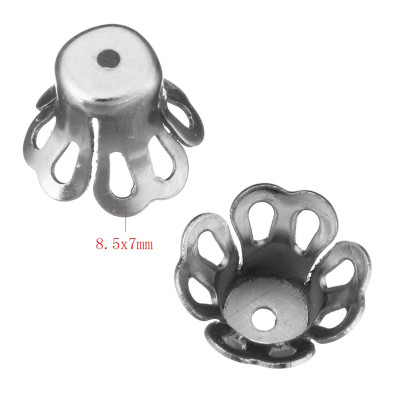 Bead flower shaped 8,5 x 7mm from surgical steel