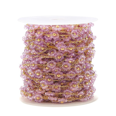 Chain with beaded flower, surgical steel