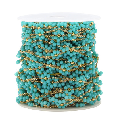 Chain with beaded flower, surgical steel