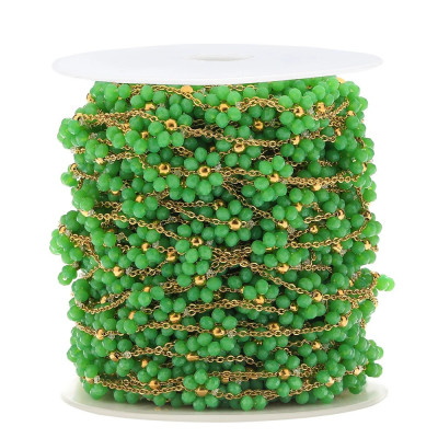 Chain with beaded flower, surgical steel