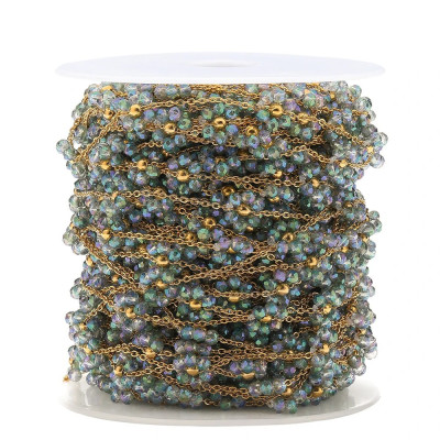 Chain with beaded flower, surgical steel