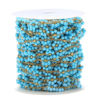 Chain with beaded flower, surgical steel