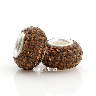 Large through bead and chatons SMOKED TOPAZ, AG 925