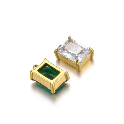 Pendant rectangle with colored stone, surgical steel